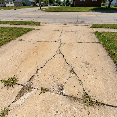 Cracked and deteriorating concrete driveway showing common installation mistakes in Bloomfield, Essex County, NJ
